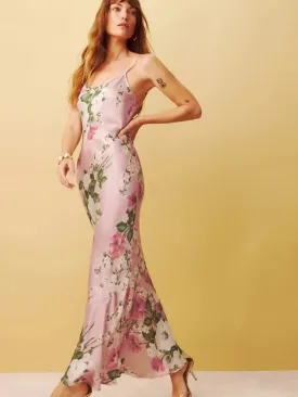 100% Silk Floral Print Slip Dress