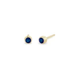 14k Blue Sapphire Bezel Studs