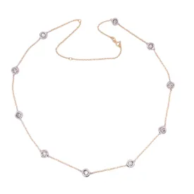 14K Two Tone Bezel Set Diamond Necklace