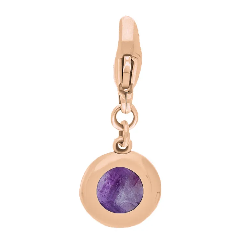 18ct Rose Gold Blue John Round Shaped Star Clip Charm