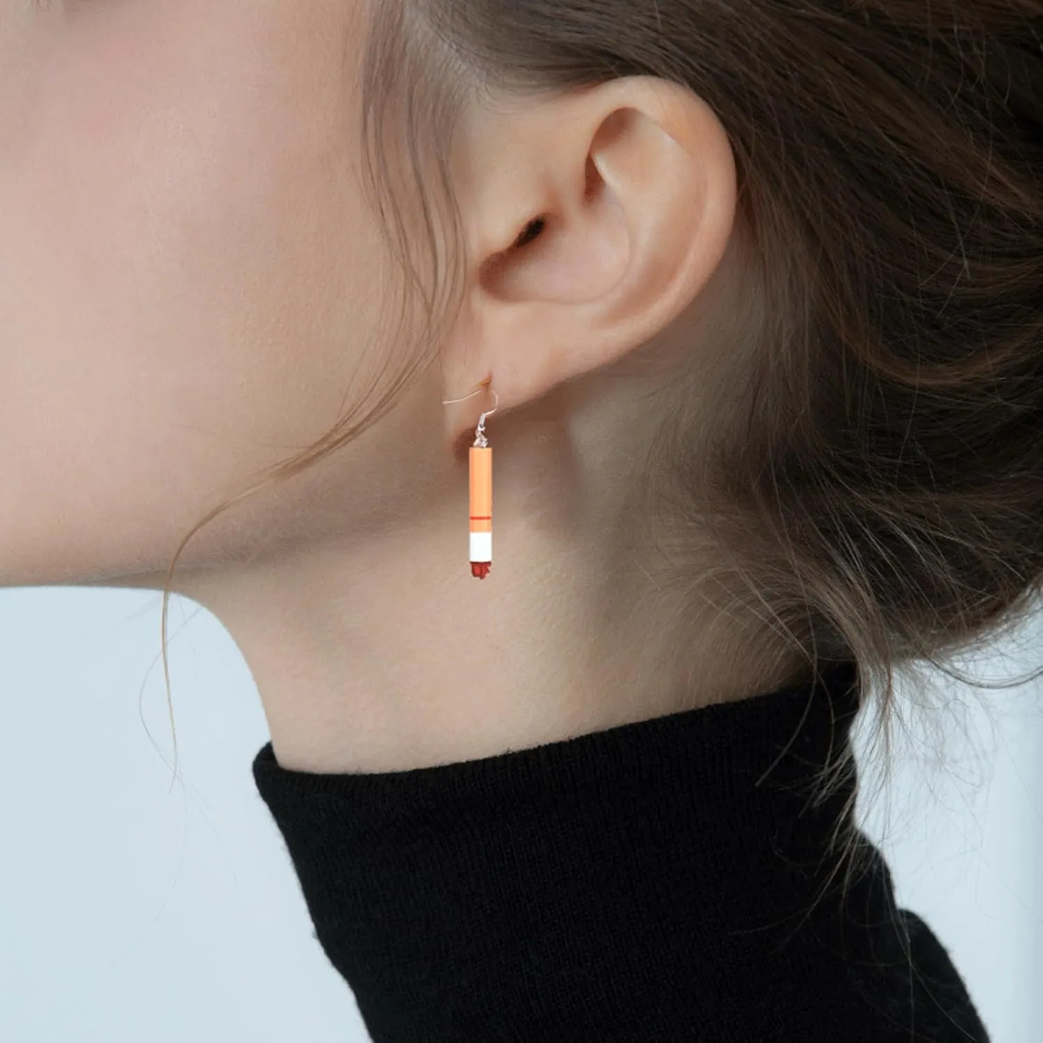 2 Pairs Cigarette Earrings, Unisex Funny Dangle Drop Earrings, Cool Wacky Lifelike Cigarette Earrings, Punk Asymmetrical Party Earrings, Exaggerated Ear Decors for Party Festival Women Jewelry