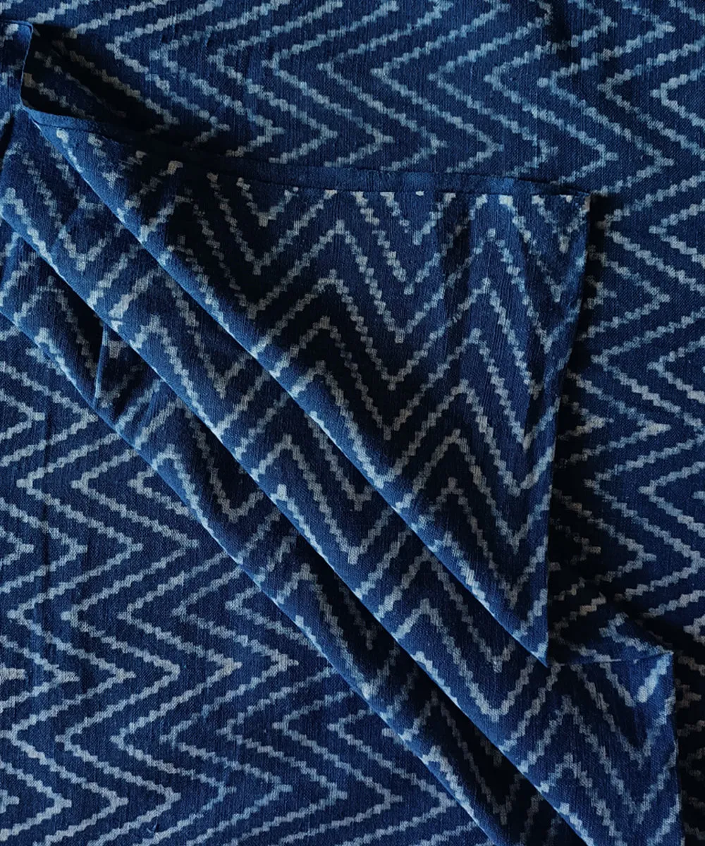 2.5 m Indigo dyed hand spun hand woven cotton dabu kurta material