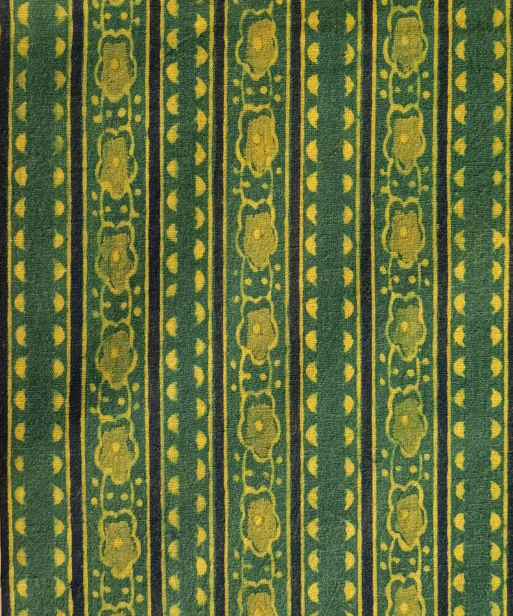 2.5 m Yellow green handspun handwoven cotton ajrakh print kurta material