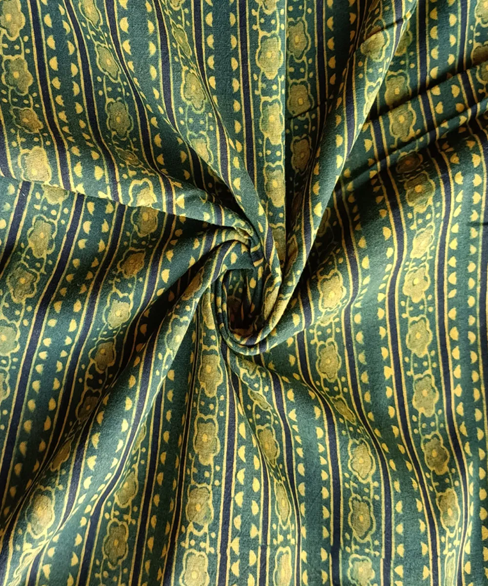 2.5 m Yellow green handspun handwoven cotton ajrakh print kurta material