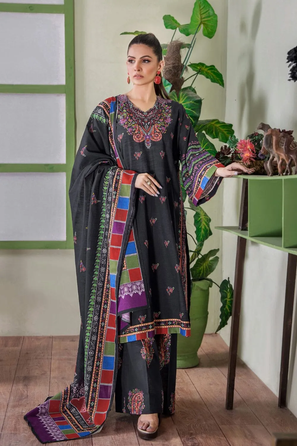 3 Pcs Unstitched Khaddar Suit KKH-2234