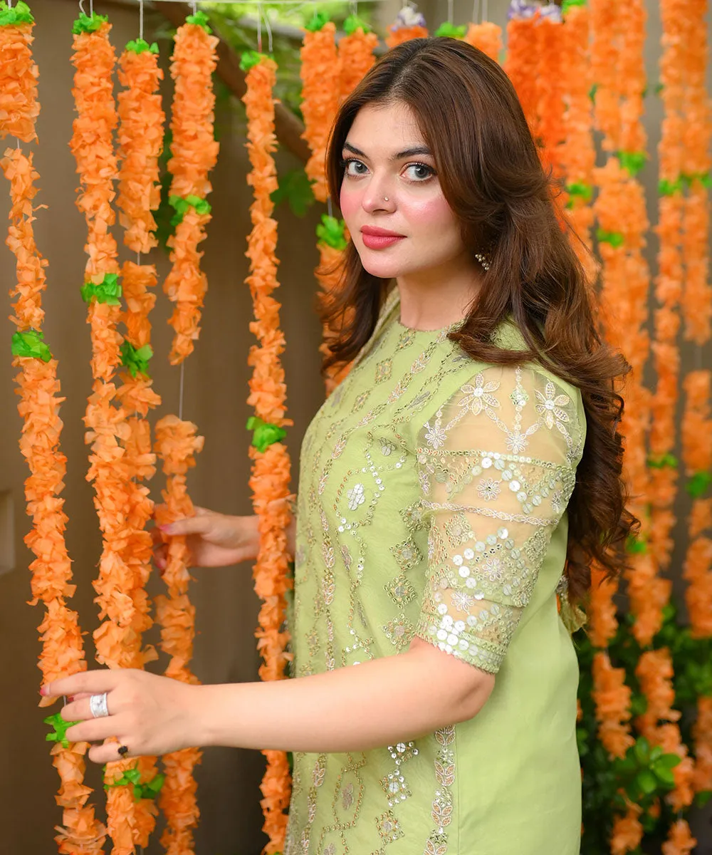 3 Piece -  Embroidered Organza Suit