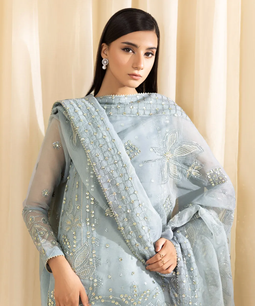 3 Piece -  Embroidered Organza Suit