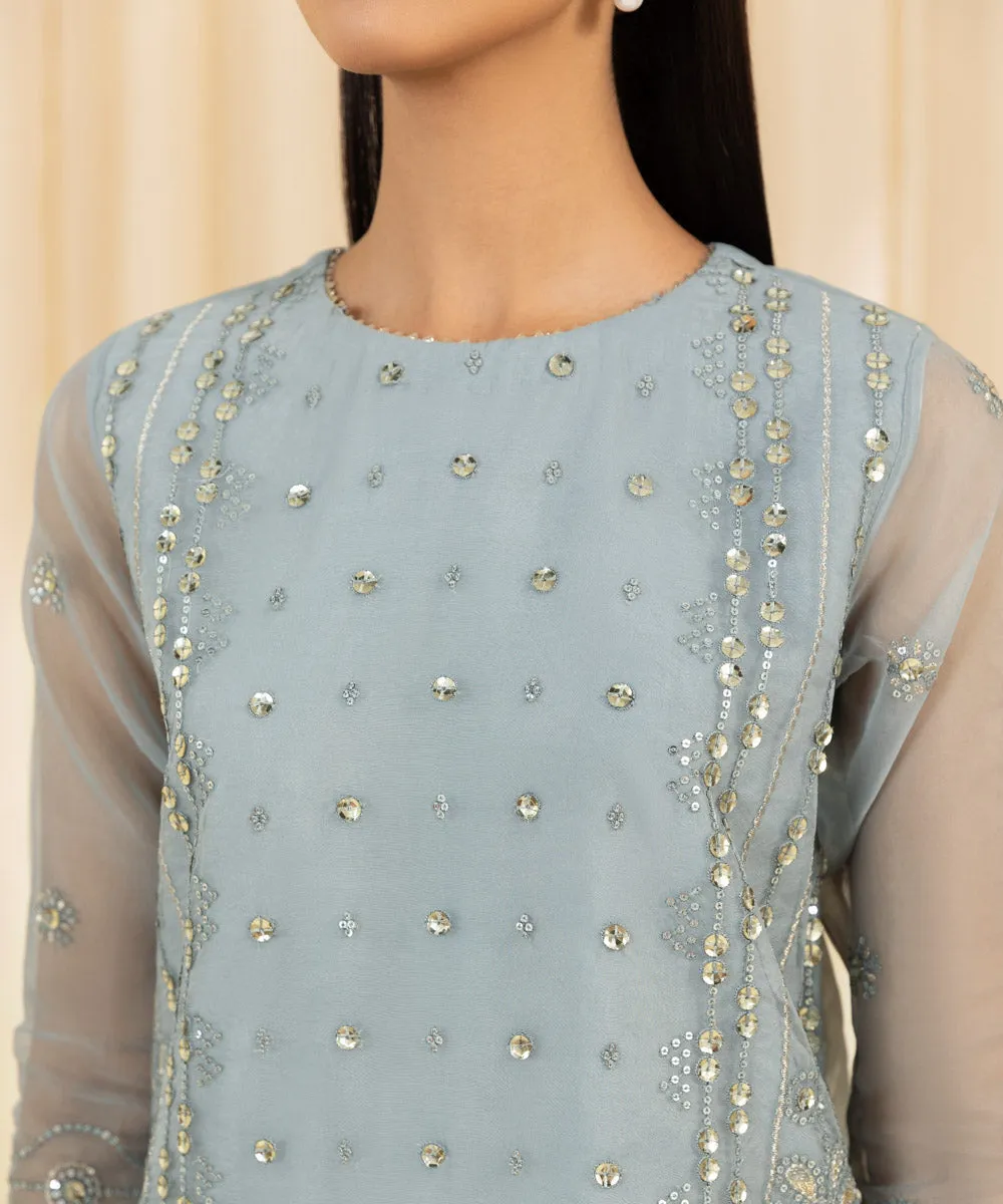 3 Piece -  Embroidered Organza Suit