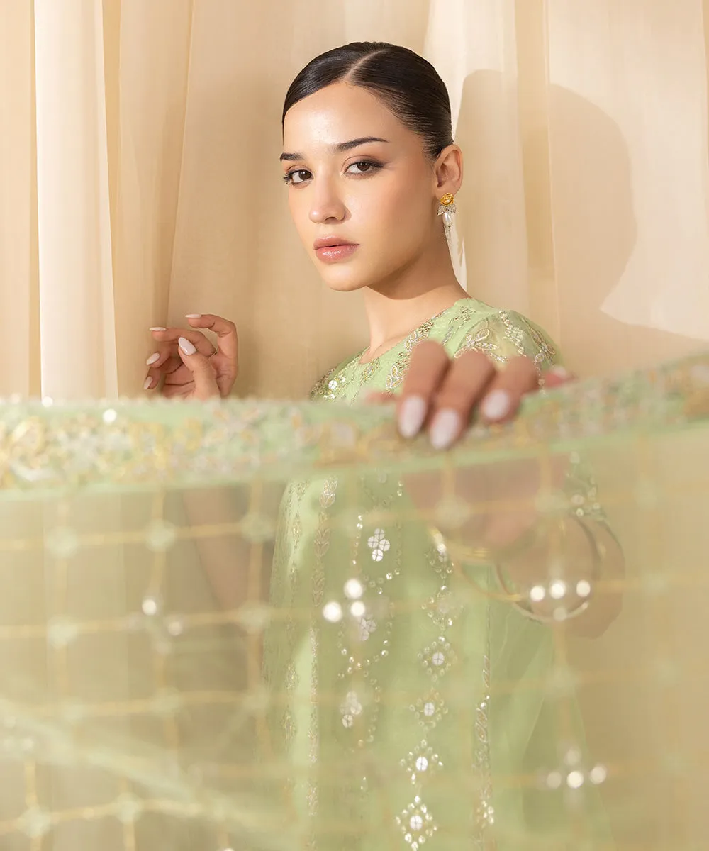 3 Piece -  Embroidered Organza Suit