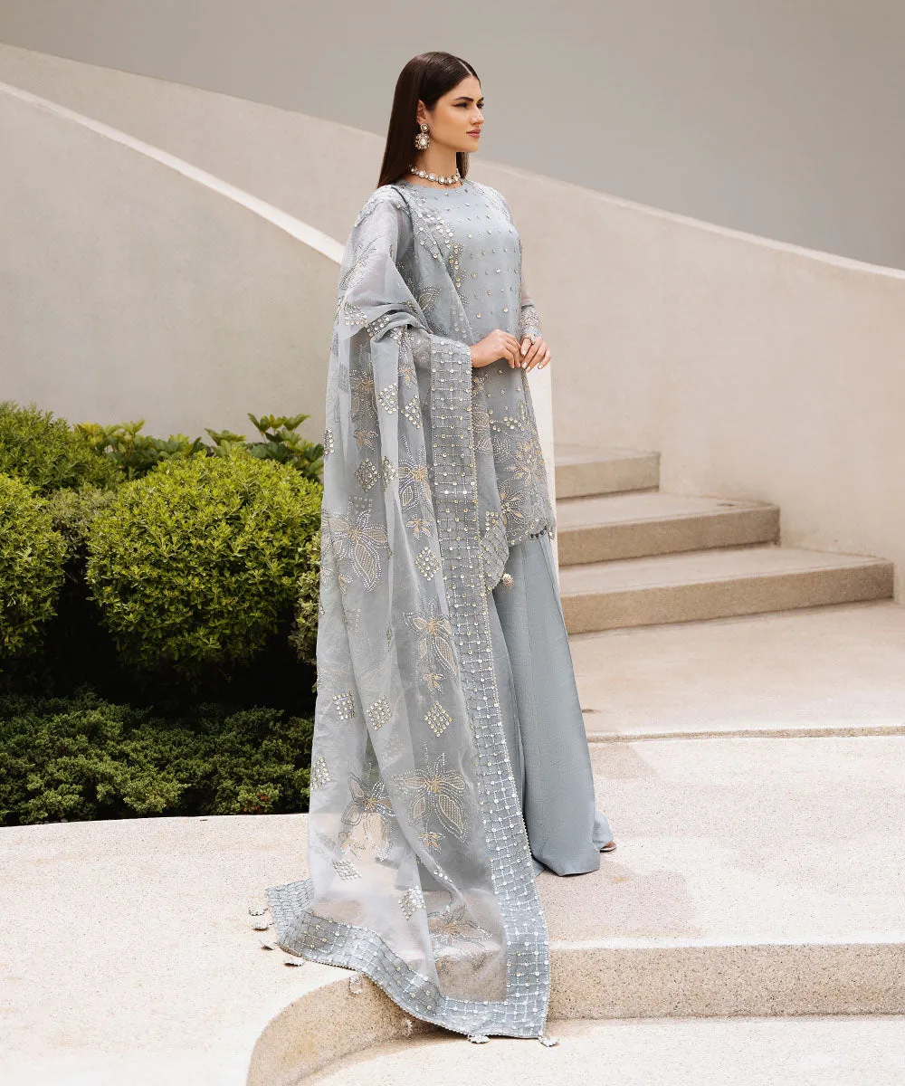 3 Piece -  Embroidered Organza Suit