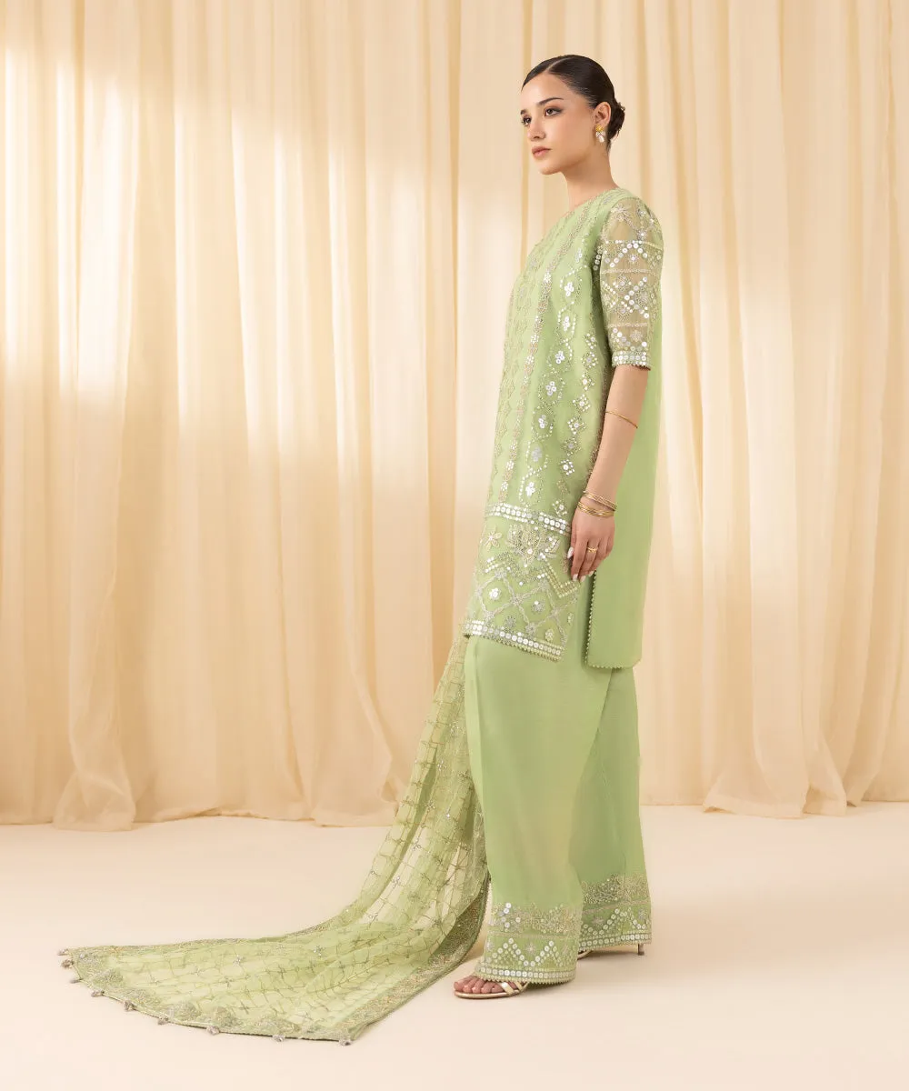 3 Piece -  Embroidered Organza Suit