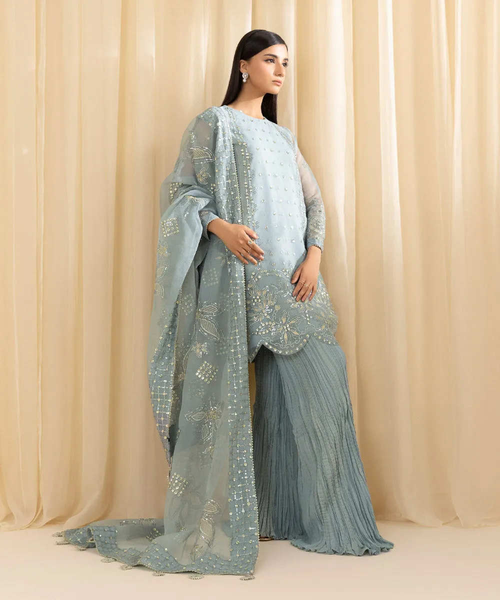 3 Piece -  Embroidered Organza Suit