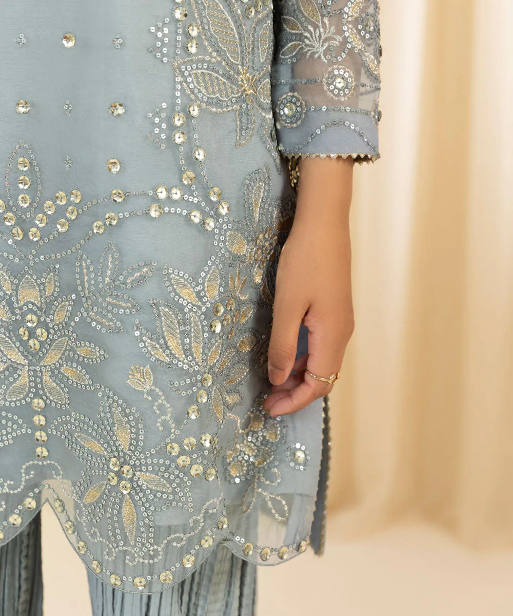 3 Piece -  Embroidered Organza Suit