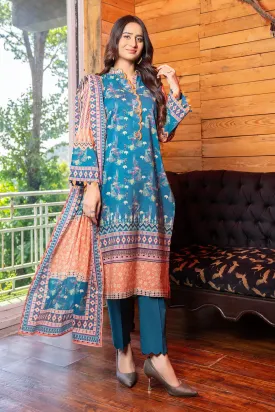 3PC Printed Unstitched Lawn Suit KLA-2753