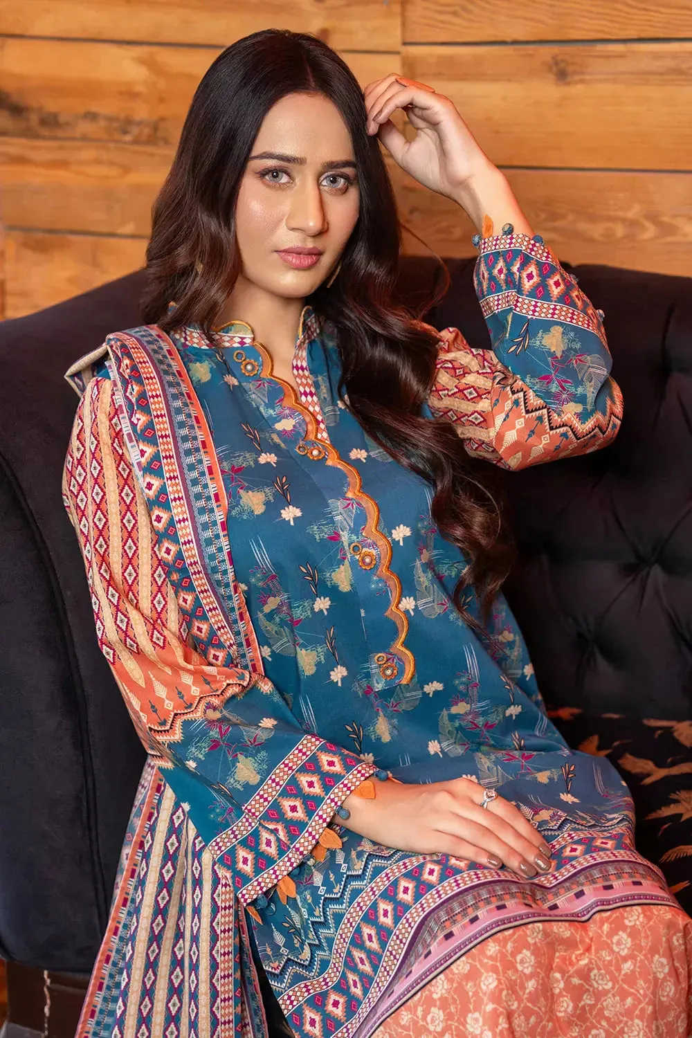 3PC Printed Unstitched Lawn Suit KLA-2753