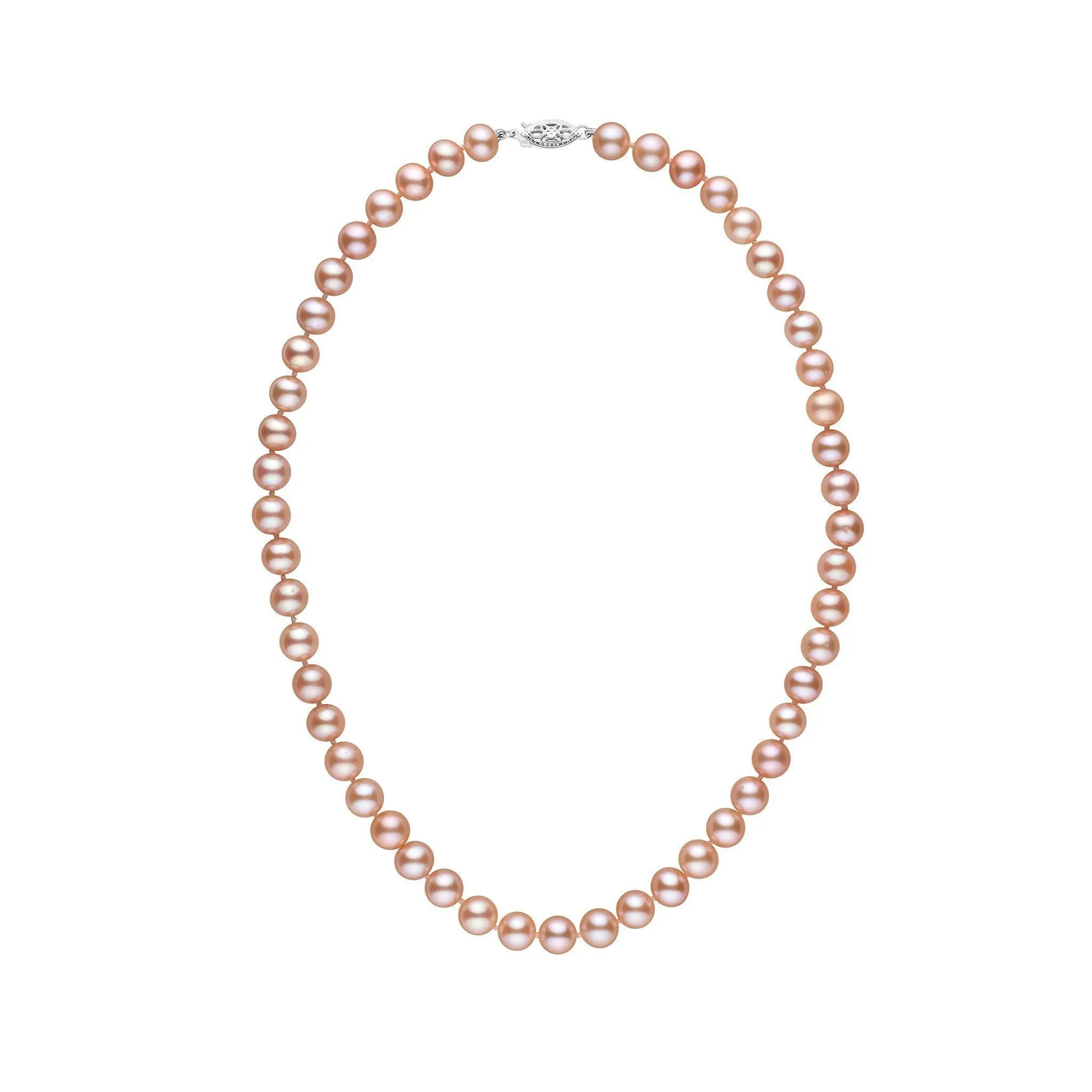 7.5-8.0 mm 16 Inch AA  Pink to Peach Freshwater Pearl Necklace