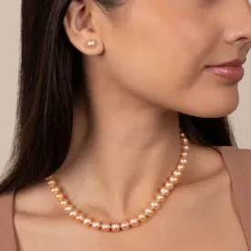 7.5-8.0 mm 16 Inch AA  Pink to Peach Freshwater Pearl Necklace
