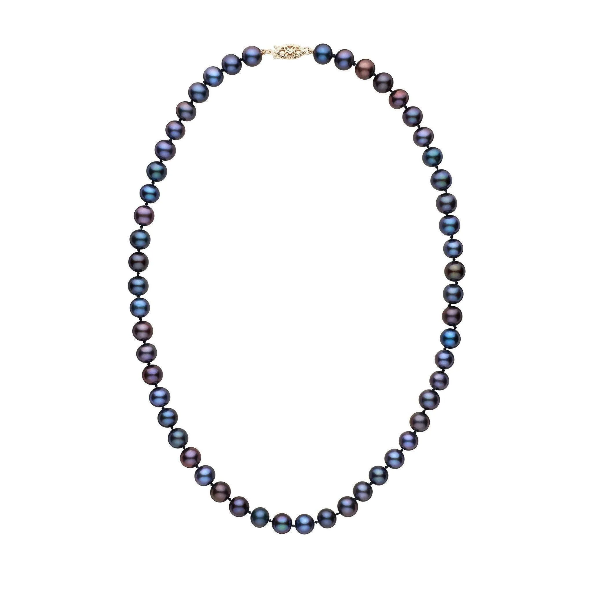 7.5-8.0 mm 18 Inch AA  Black Freshwater Pearl Necklace