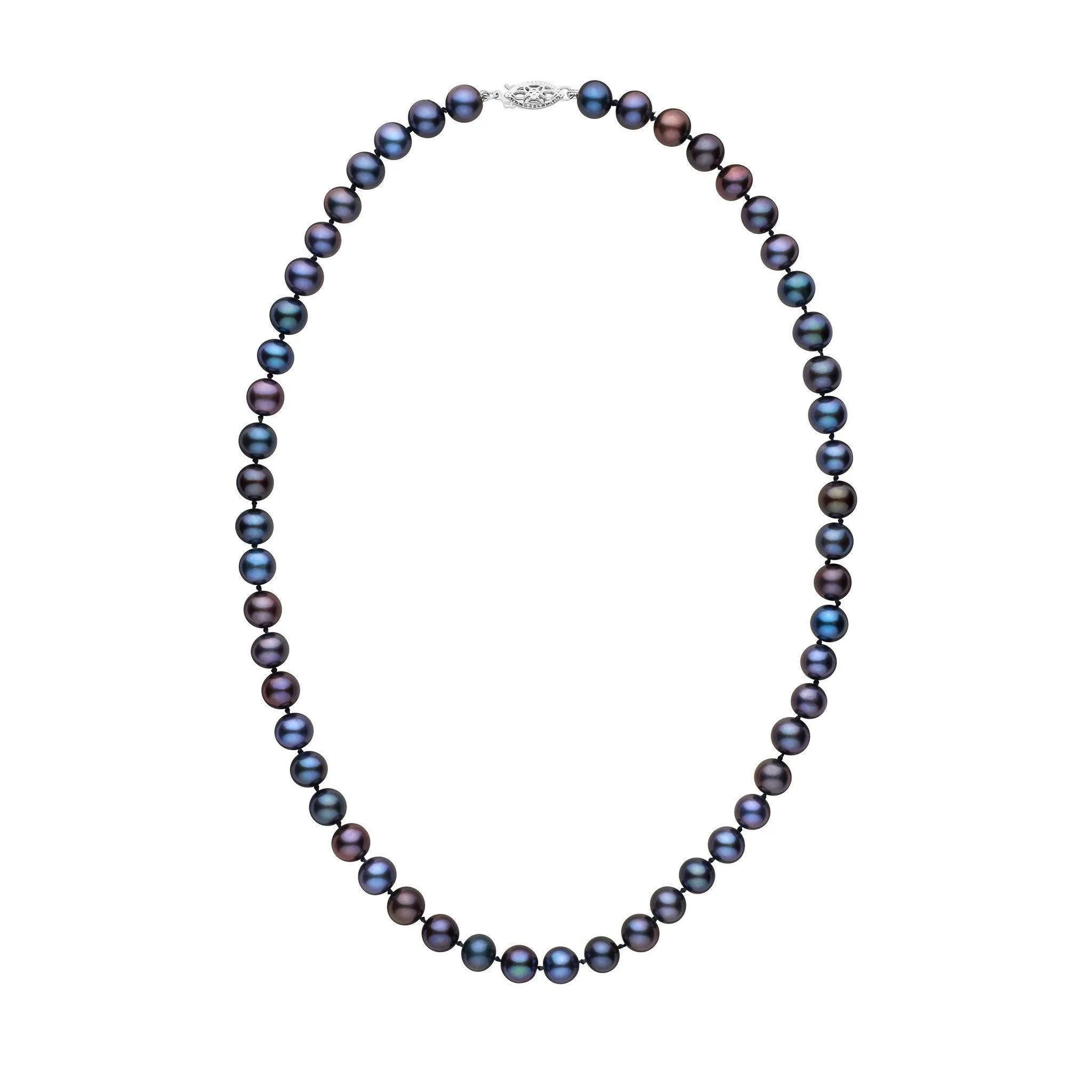 7.5-8.0 mm 18 Inch AA  Black Freshwater Pearl Necklace