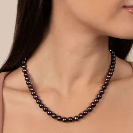 7.5-8.0 mm 18 Inch AA  Black Freshwater Pearl Necklace