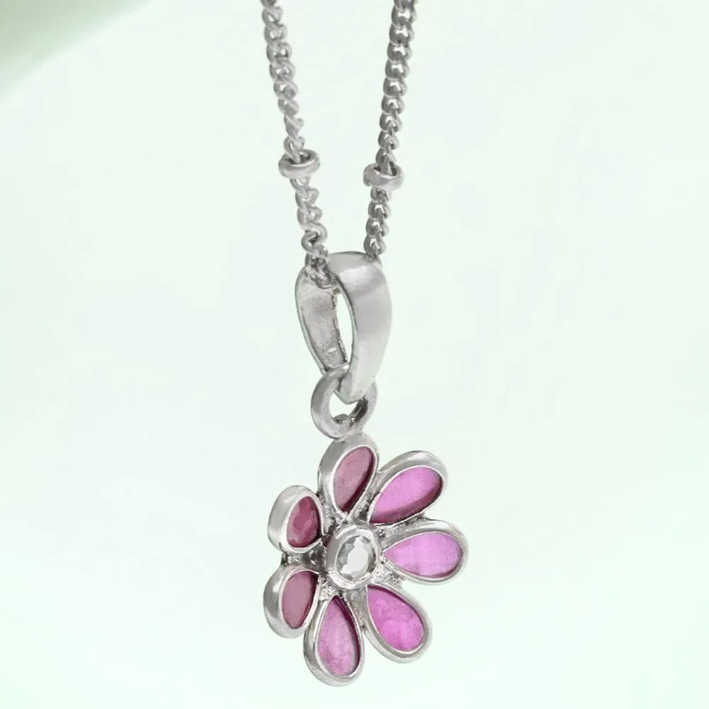 92.5 Silver Red Hydro Flower Necklace
