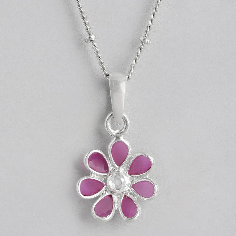 92.5 Silver Red Hydro Flower Necklace