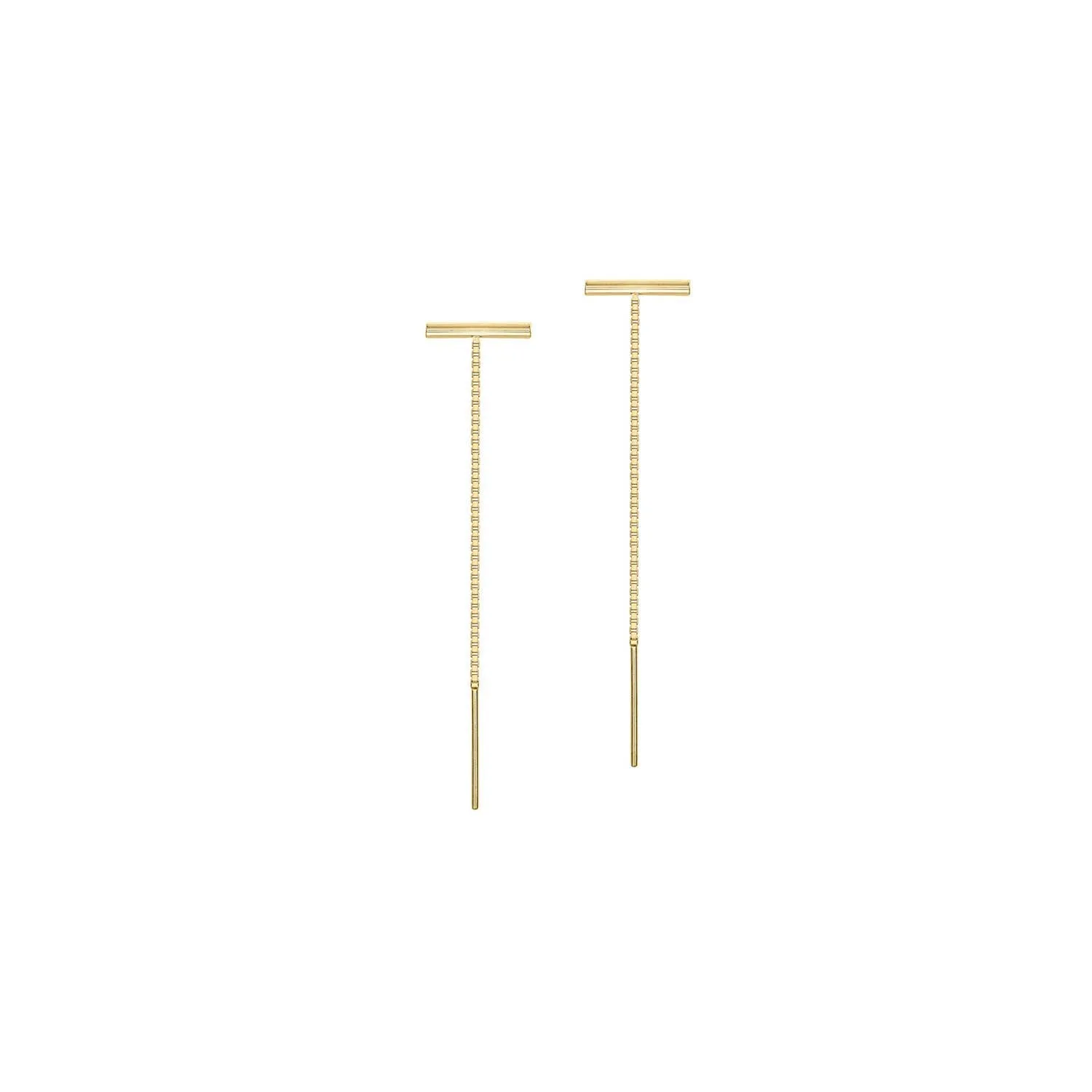 9K Yellow Gold Diamond Cut Ring and Chain Drop Earrings