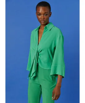 Access Green Blouse With Front Pleats