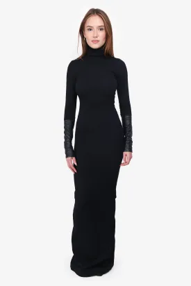 AD Collections Black Leather Sleeve Maxi Dress Size 0