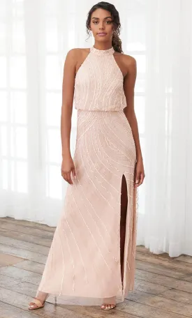 Adrianna Papell Platinum 40393 - High Halter Blouson Column Dress