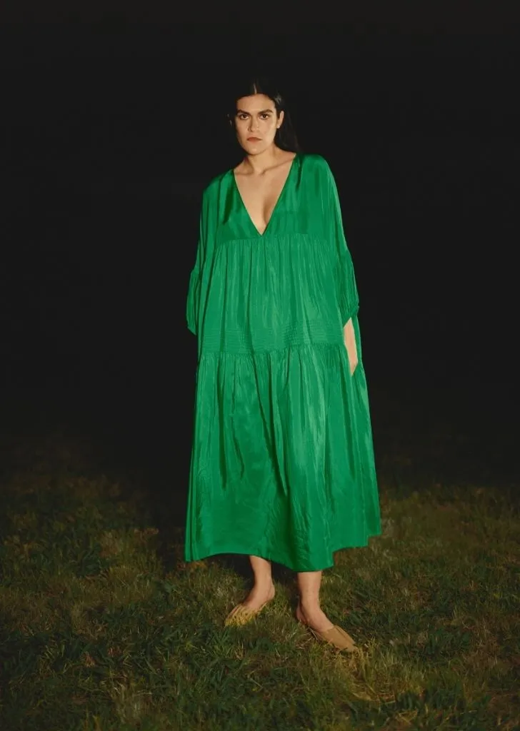 Grass Green Airi Maxi Dress - Elegant Full-Length Gown