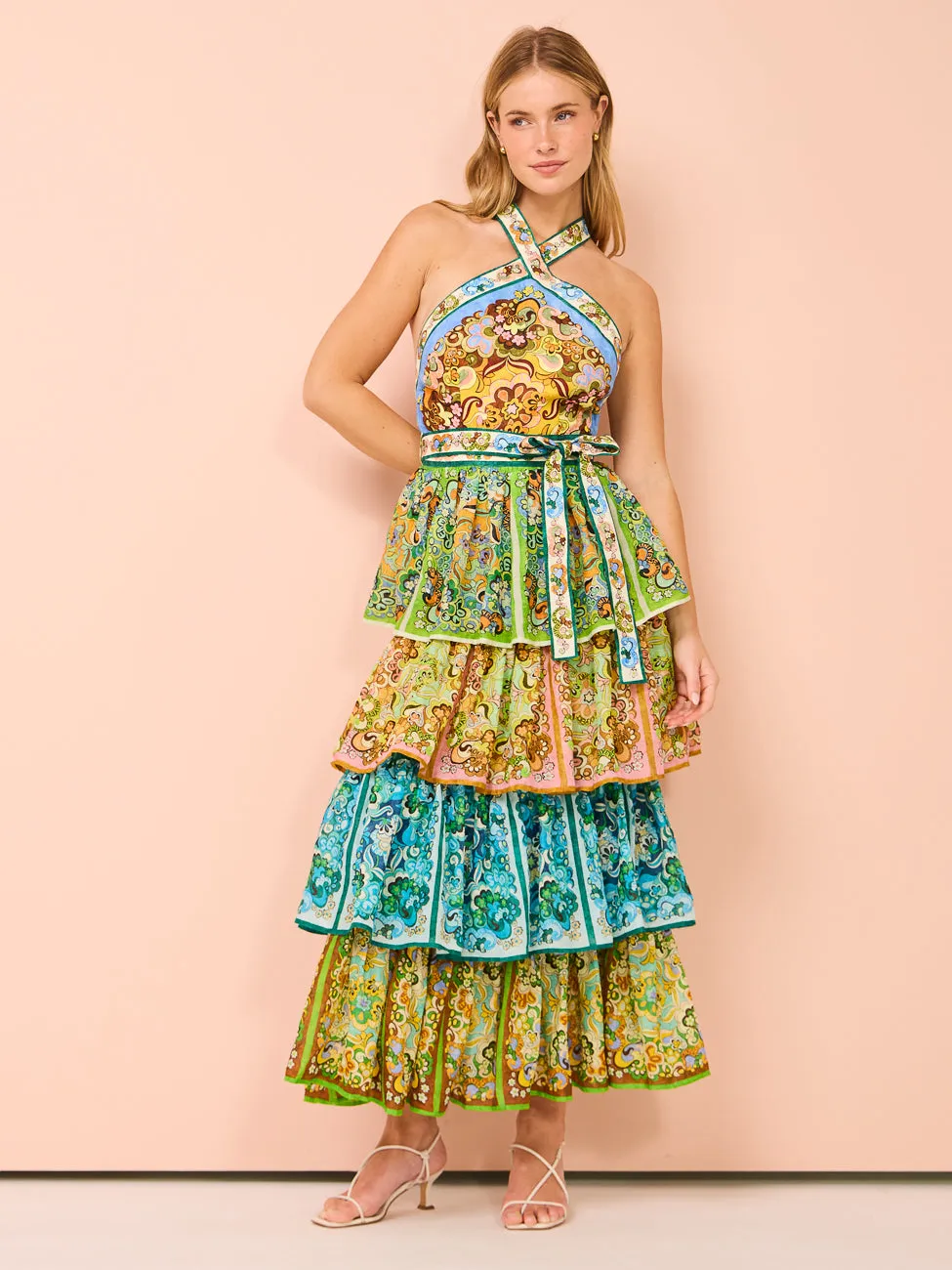 Alemais Dreamer Halter Tier Dress in Multi