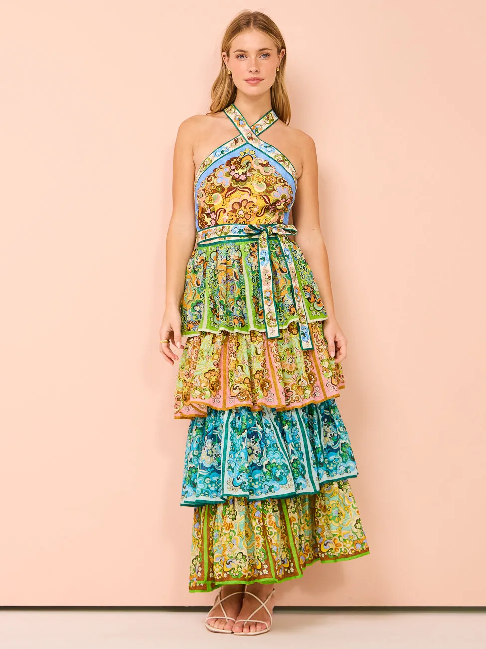 Alemais Dreamer Halter Tier Dress in Multi