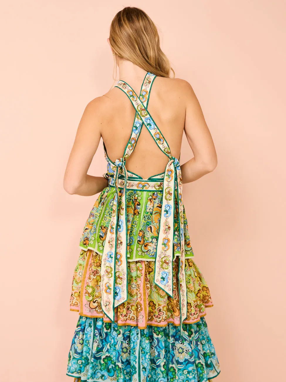 Alemais Dreamer Halter Tier Dress in Multi