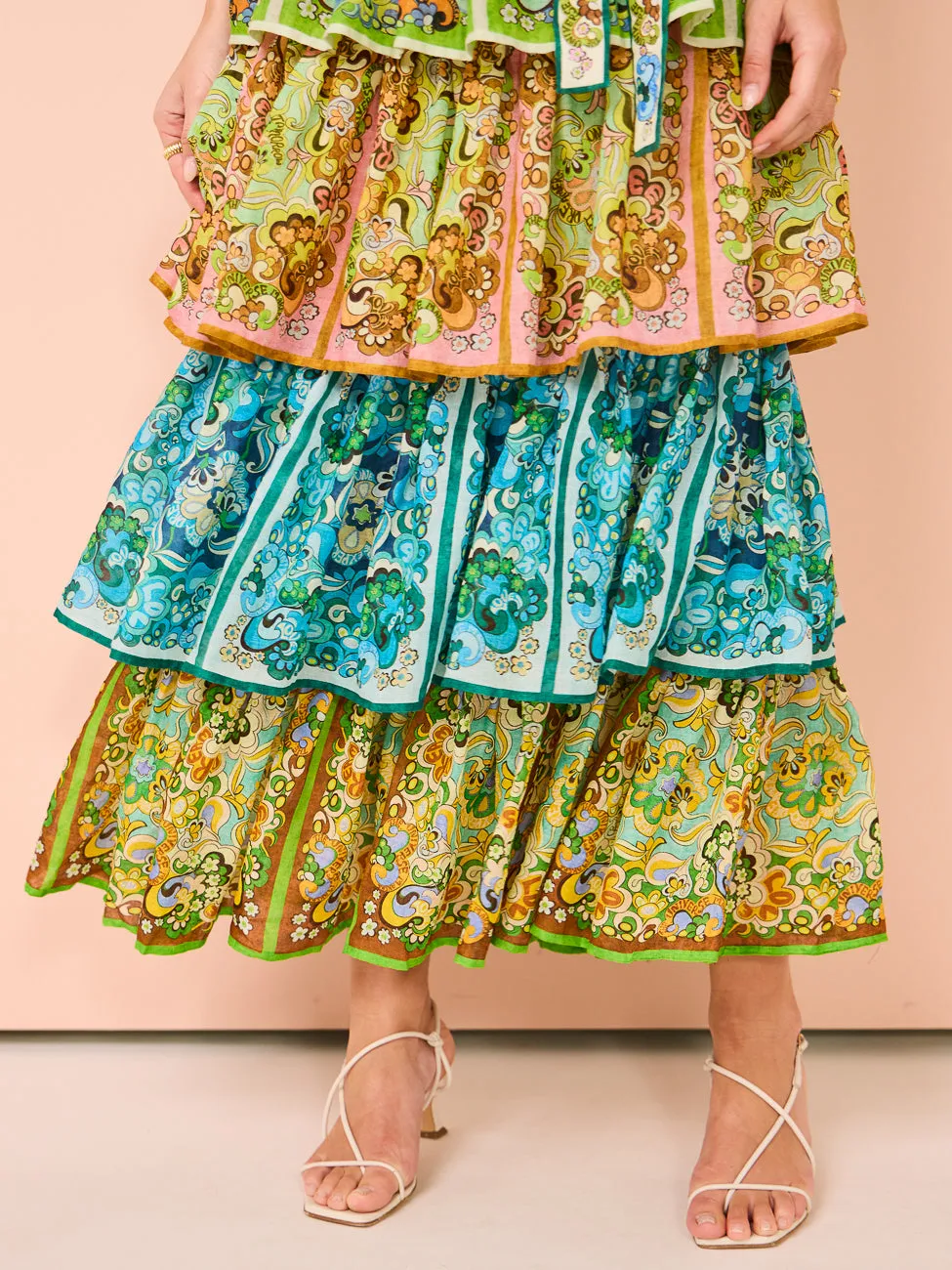 Alemais Dreamer Halter Tier Dress in Multi