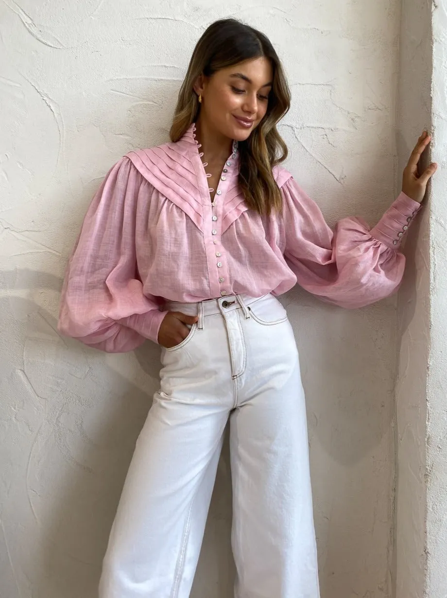 Sure, the optimized title for this product could be Stylish Candy Pink Alemais Halcyon Shirt for Women.