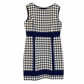Alex Marie Women Size 16 Dress Beige Blue Houndstooth Knee Length