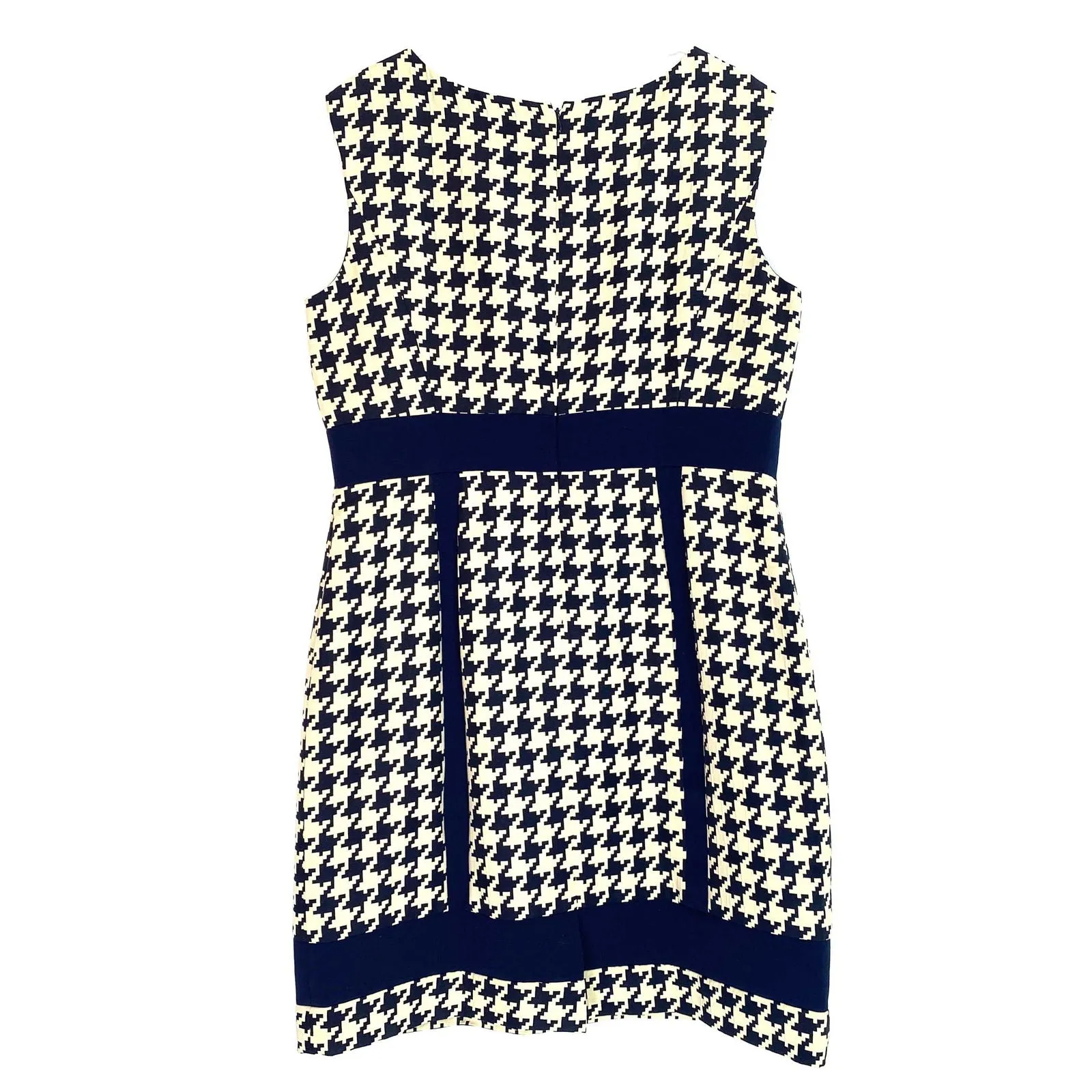 Alex Marie Women Size 16 Dress Beige Blue Houndstooth Knee Length