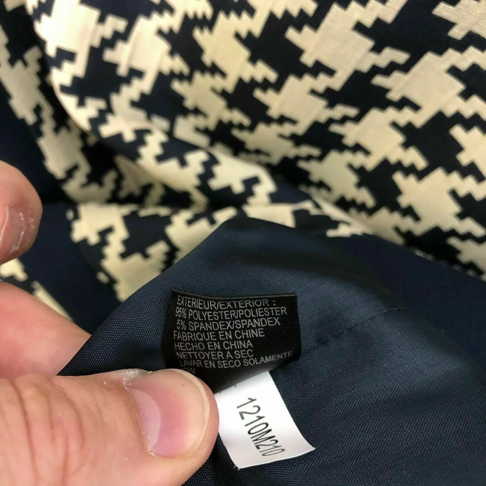 Alex Marie Women Size 16 Dress Beige Blue Houndstooth Knee Length