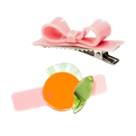 Alligator Clip Set - Orange & Pink Bow