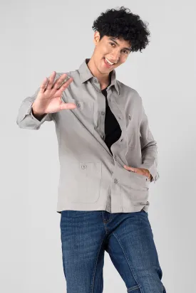 Aquae Pearl Grey Linen Overshirt