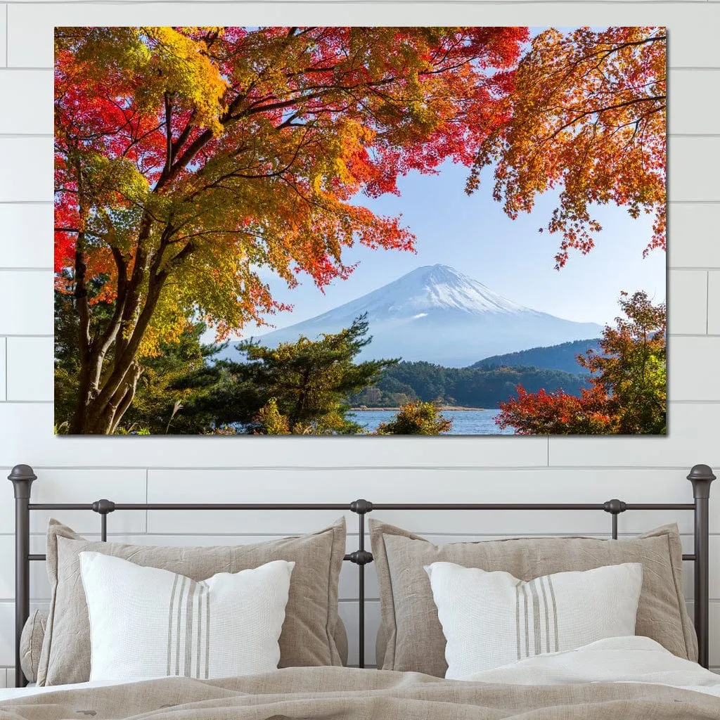 Autumn Trees by Mount Fuji