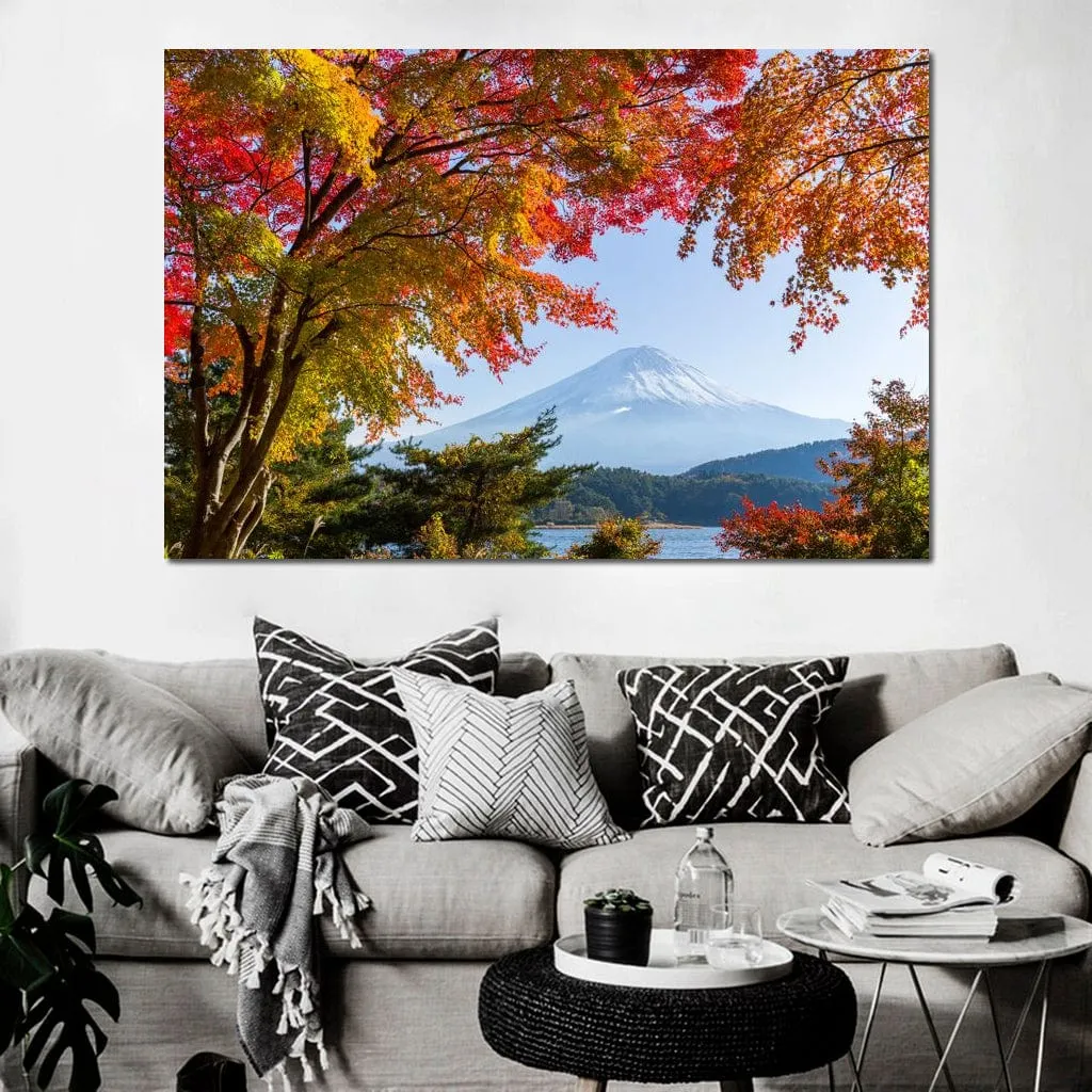 Autumn Trees by Mount Fuji