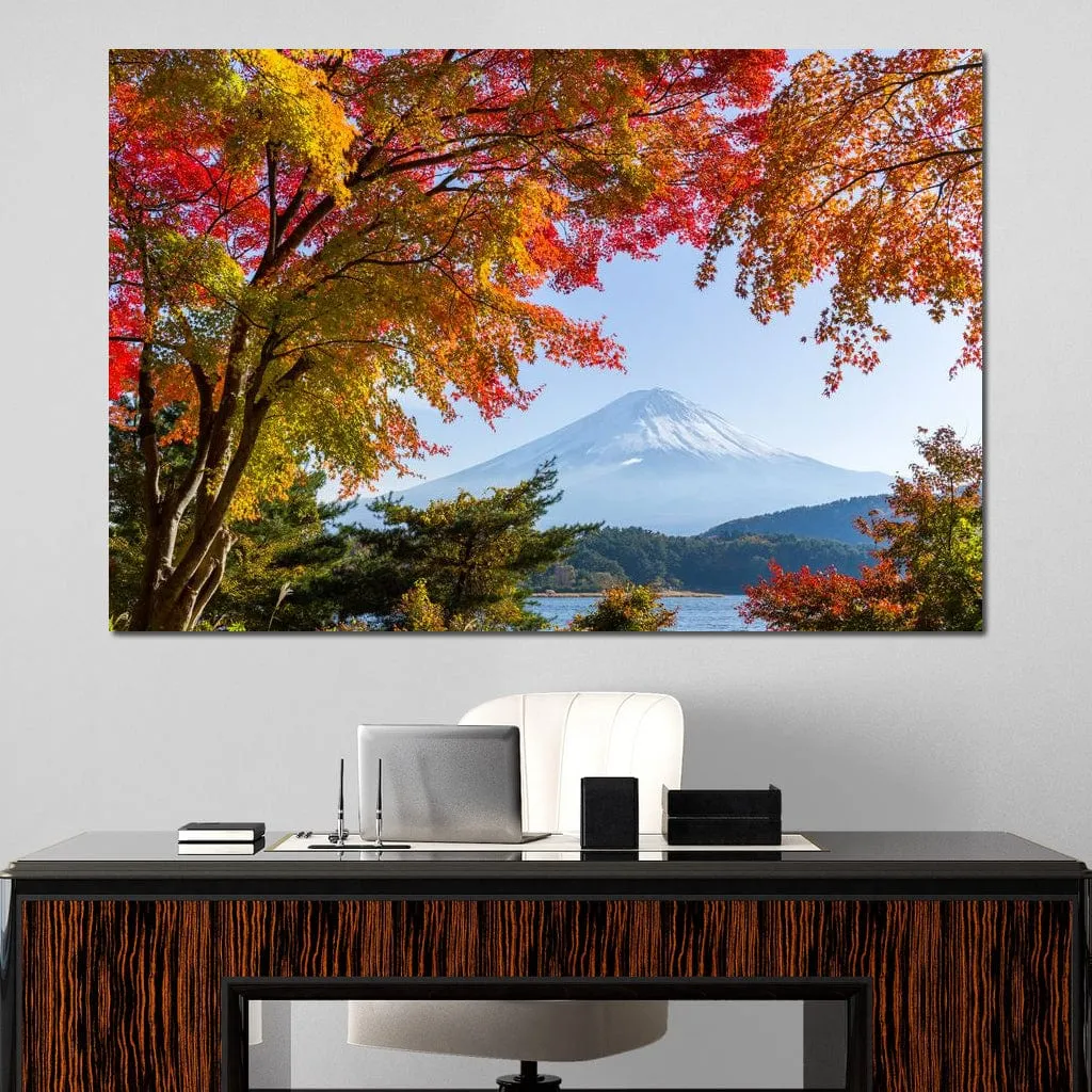 Autumn Trees by Mount Fuji