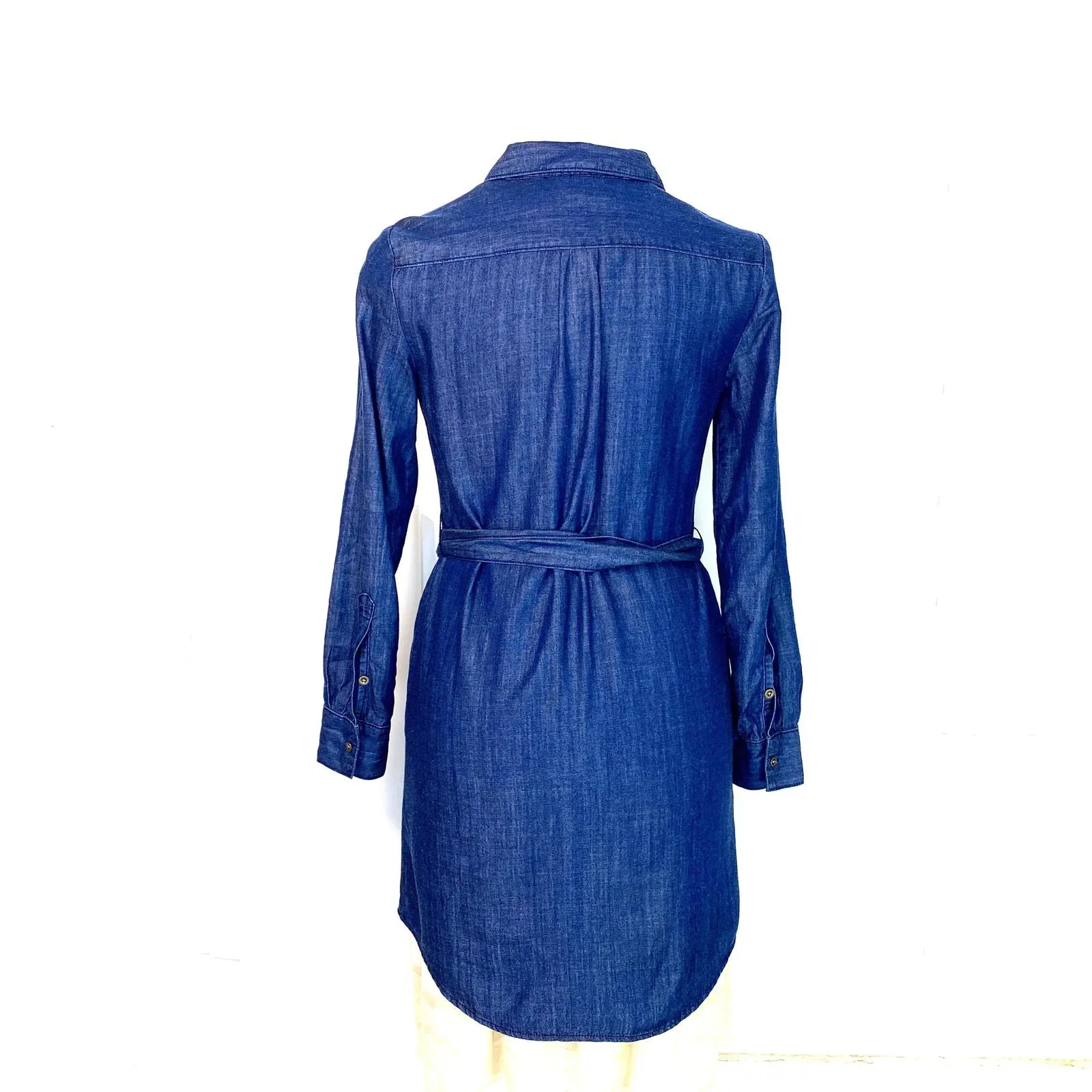 Banana Republic Denim Shirt Dress | 4 | Blue | Tie | Pre-Owned