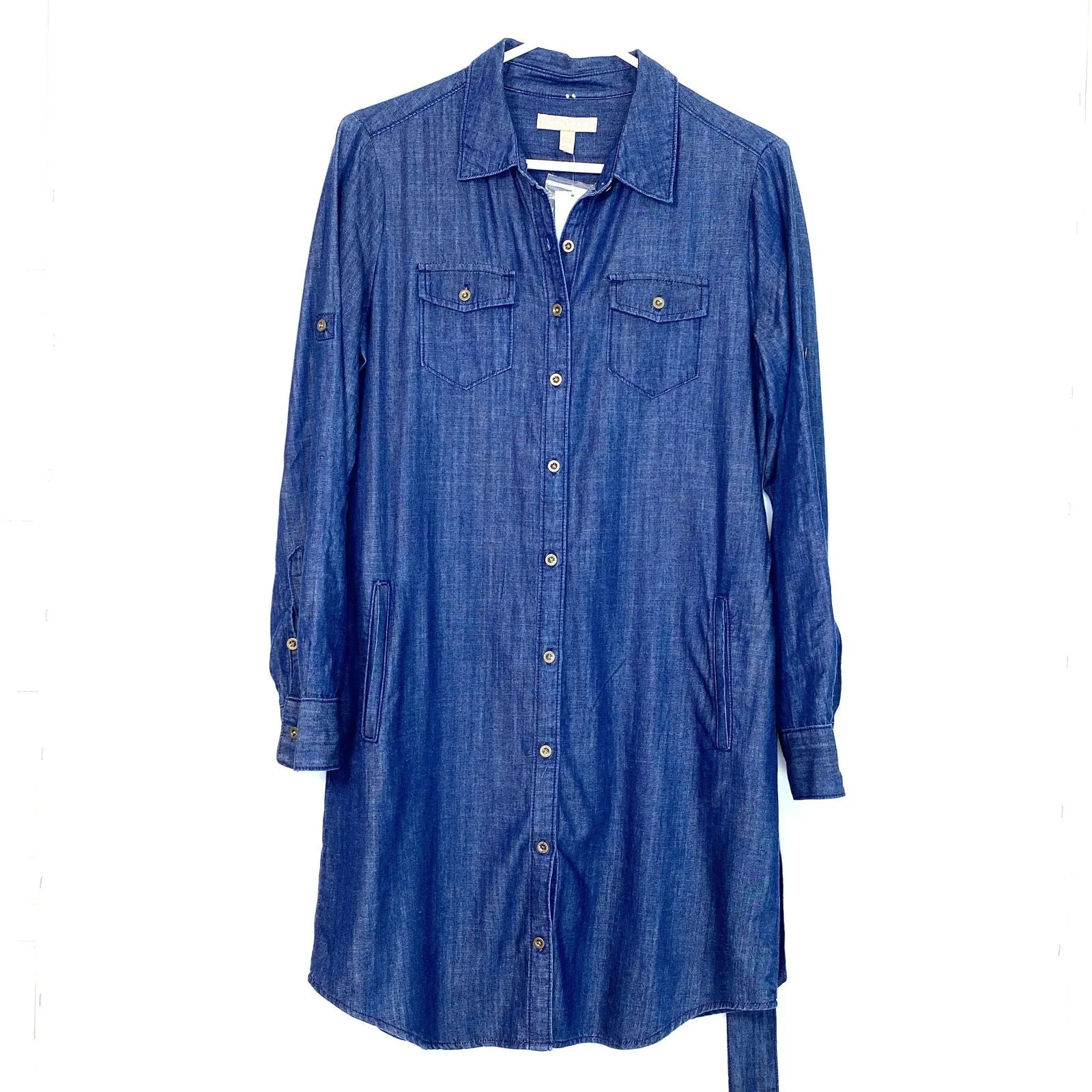 Banana Republic Denim Shirt Dress | 4 | Blue | Tie | Pre-Owned