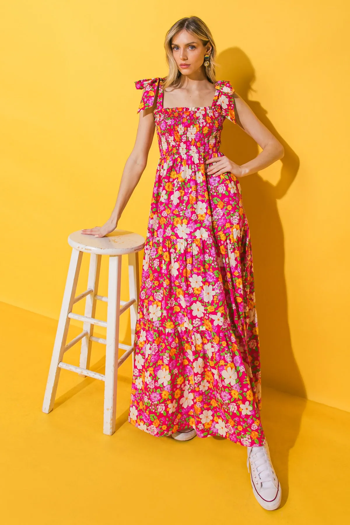 BEAUTIFUL ESSENCE FLORAL WOVEN MAXI DRESS