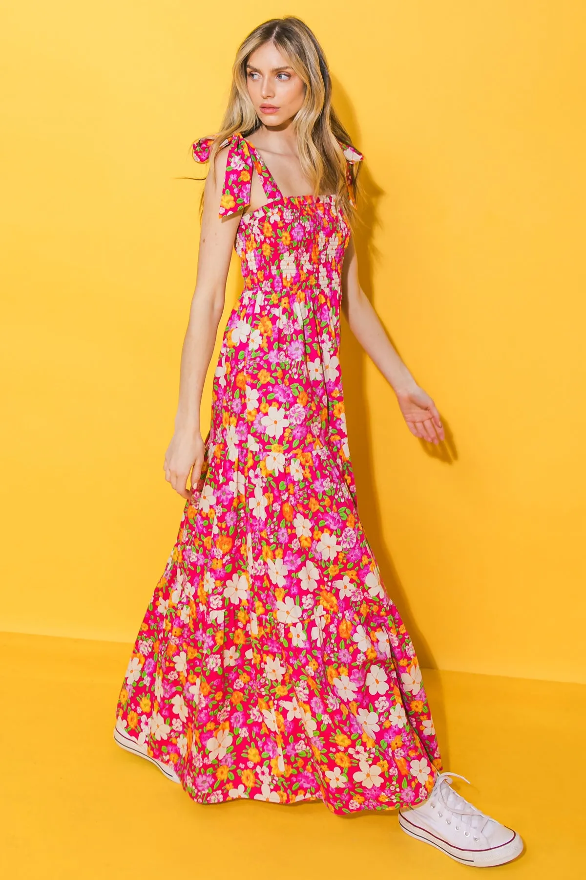 BEAUTIFUL ESSENCE FLORAL WOVEN MAXI DRESS