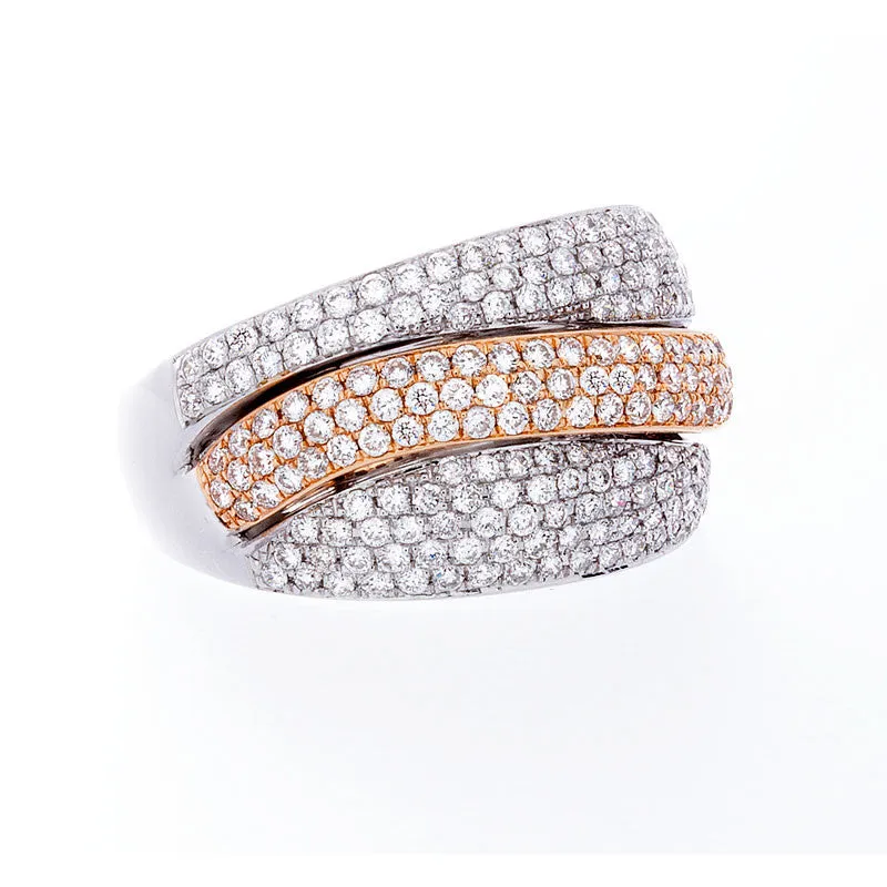 Bellagio Collection Pave Diamond White and Yellow Gold Ring
