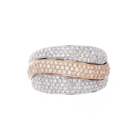 Bellagio Collection Pave Diamond White and Yellow Gold Ring